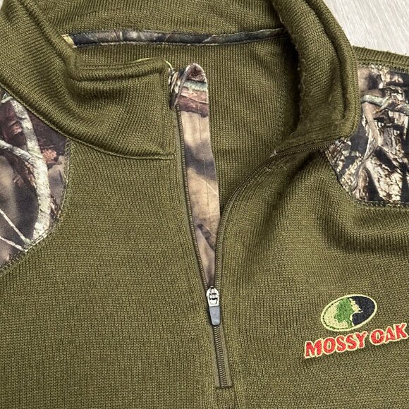 Mossy Oak Boxy 1/4 Zip Men's Olive Green/Camo Sweatshirt - Size XL - Picture 4 of 6